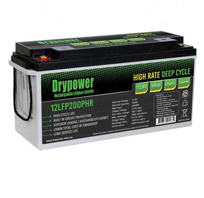 DryPower 12V 200Ah 2560Wh LiFePO4 Battery DryPower 12V 200Ah 2560Wh LiFePO4 Battery