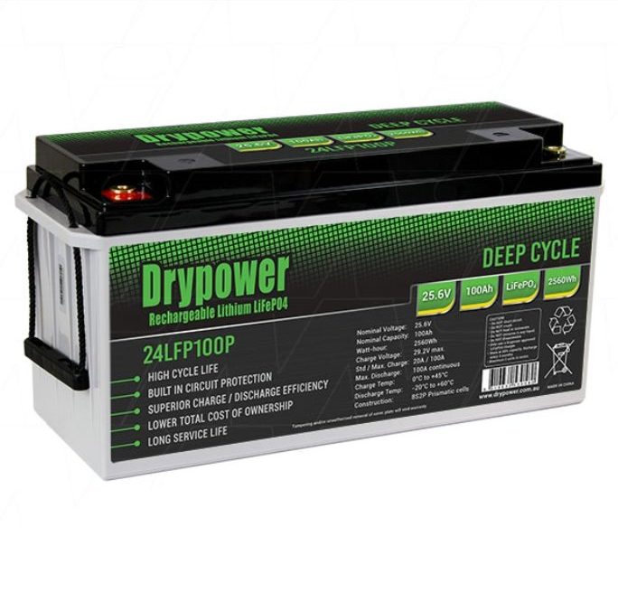 DryPower 24V 100Ah 2560Wh LiFePO4 Battery DryPower 24V 100Ah 2560Wh LiFePO4 Battery